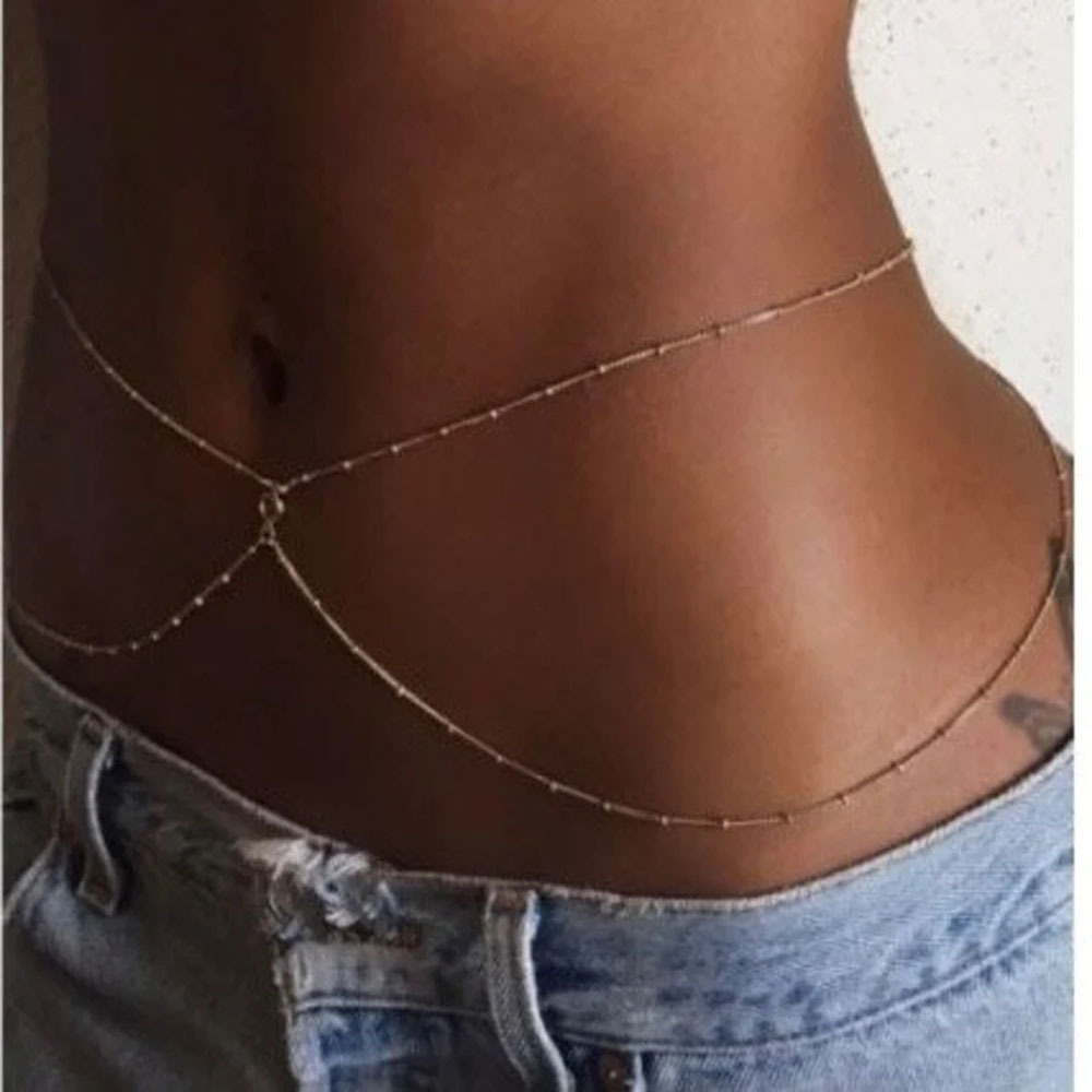 Body Jewelry Gold Plated - Göbek zinciri-Dainty CZ göbek takısı, altın