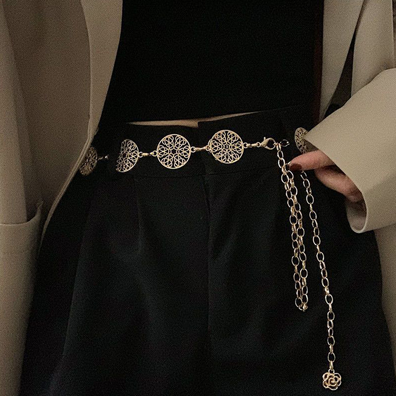 Body Jewelry Dress - Kadınlar için zarif yuvarlak metal kemer