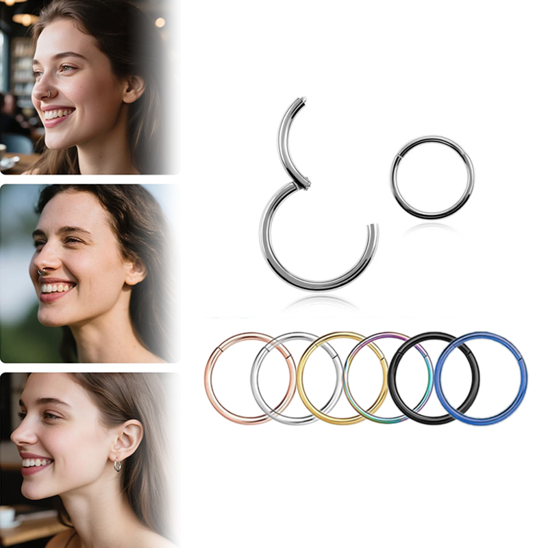 Body Jewelry Cartilage Earrings - 16G 316L Cerrahi Çelik Menteşeli Clicker