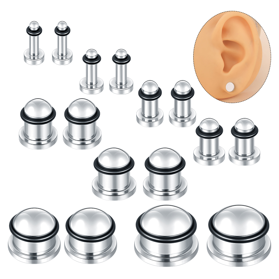 Body Jewelry Ear Gauges - 1 çift Paslanmaz Çelik Kulak Tüneli