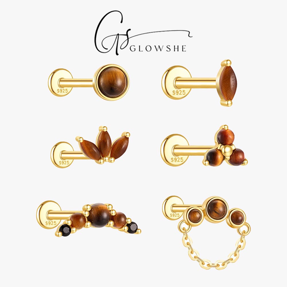 Body Jewelry Cartilage Earrings - Glowshe 100% 925 ayar gümüş kaplan