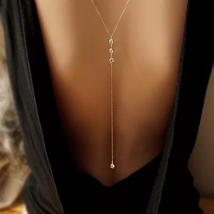 Body Jewelry Chain - Yeni Rhinestone Seksi Kadın Sırt Zinciri