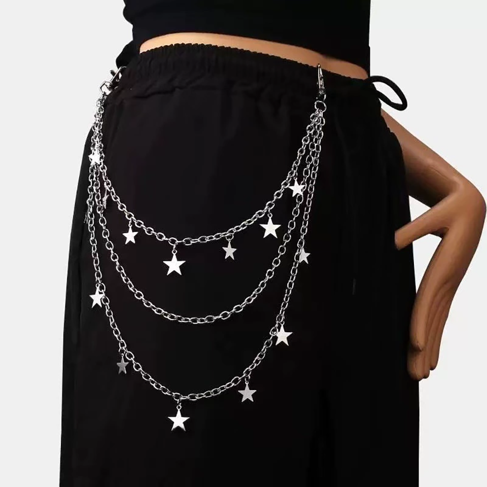 Body Jewelry Beach - Seksi Y2K Katmanlı Yıldız Dangle Pantolon