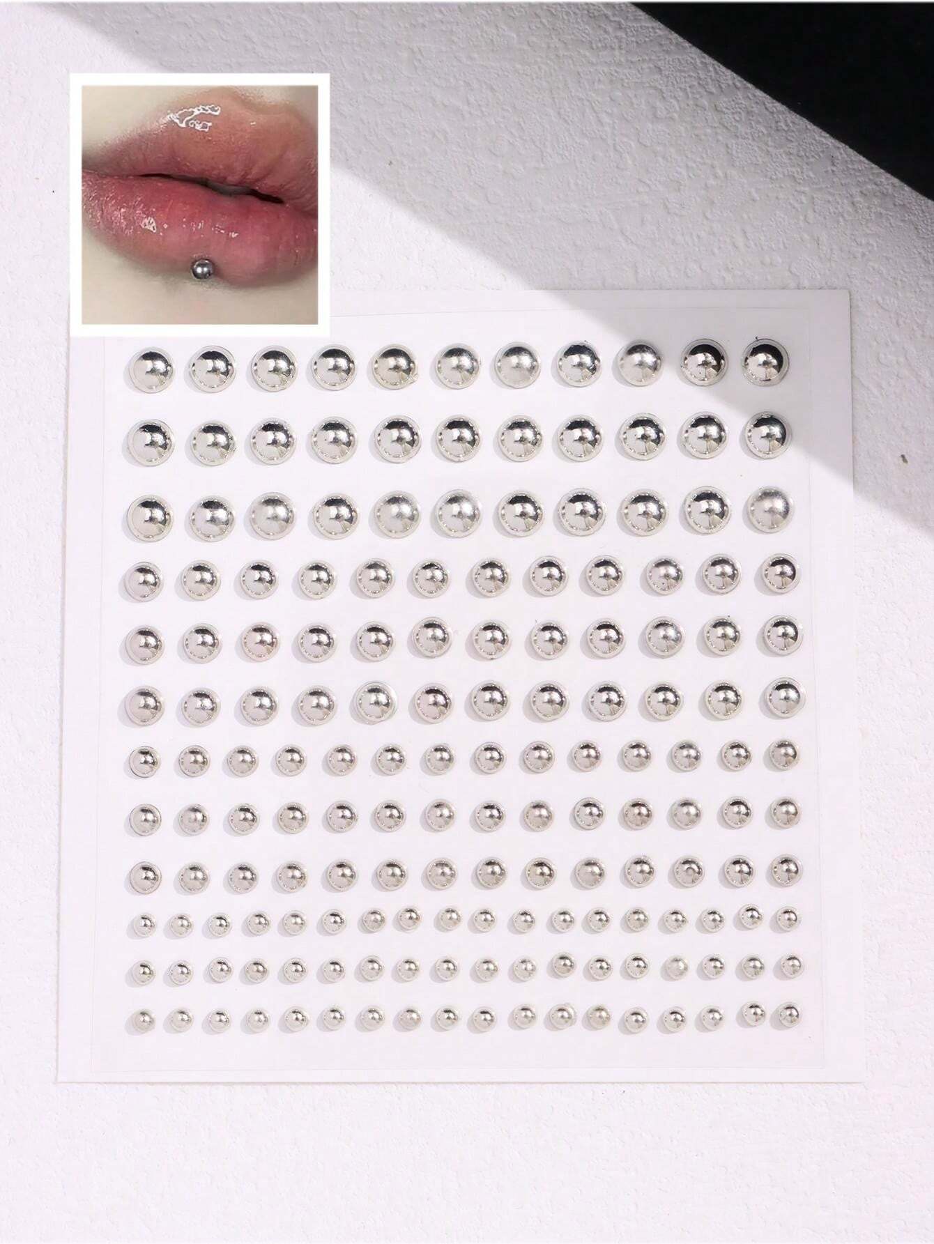 Body Jewelry Piercing - 165 adet/takım 3-6mm gümüş kaplama akrilik