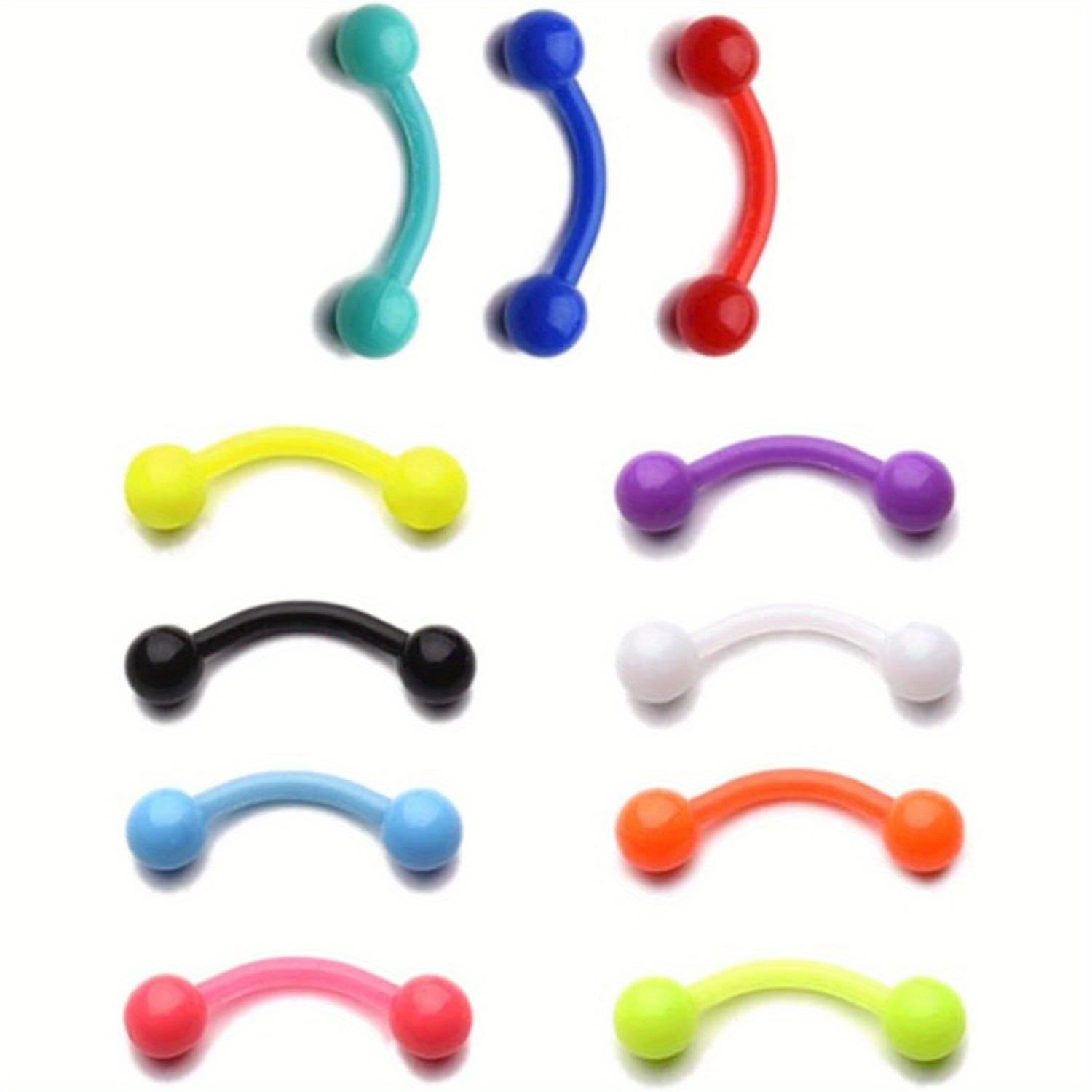 Body Jewelry Materials - 11 adet 8mm renkli plastik kaş