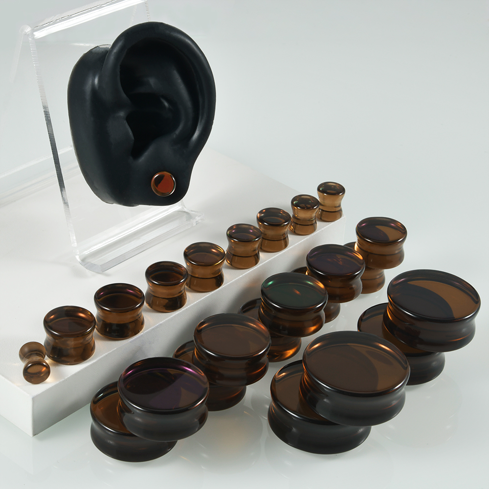 Body Jewelry Ear Gauges - 1 çift en kaliteli yanardöner cam