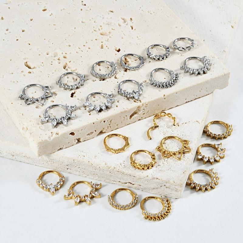 Body Jewelry Cartilage Earrings - 31BB Kristal Burun Kulak Kıkırdak Yüzük