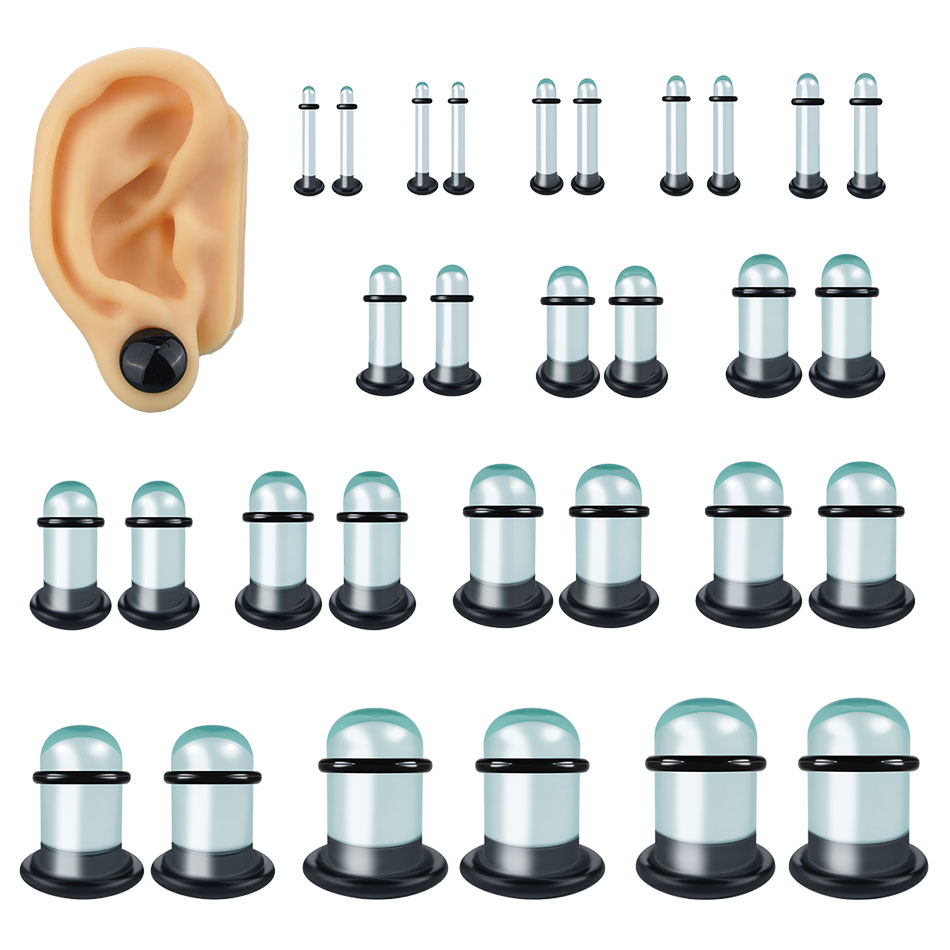 Body Jewelry Ear Gauges - 2 adet Cam Kulak Göstergeleri Germe
