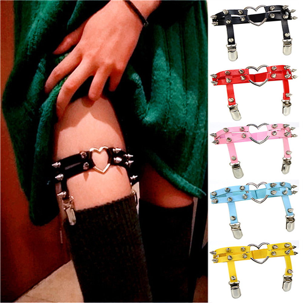 Body Jewelry Leg Chain - 1 adet kadın Punk Goth kalp