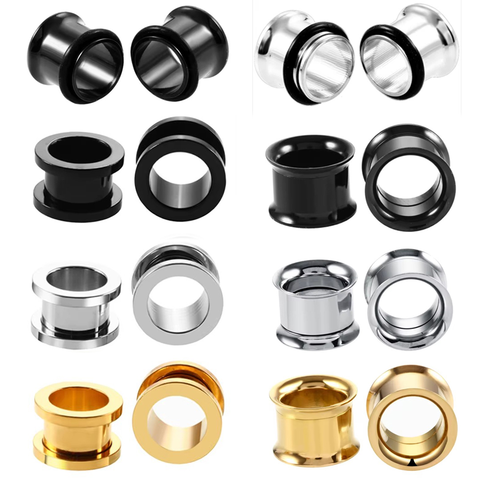 Body Jewelry Ear Gauges - 1 çift Paslanmaz Çelik Kulak Tıkaçları