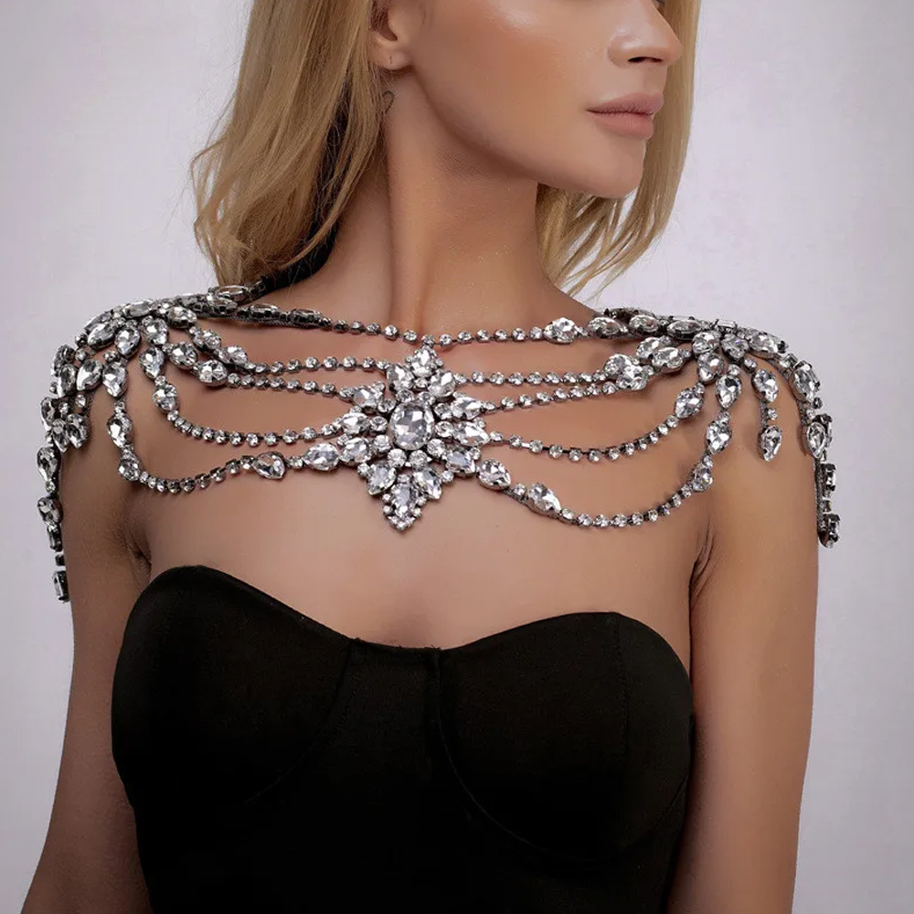 Body Jewelry Dress - Boho kristal gelin omuz zincir kolye