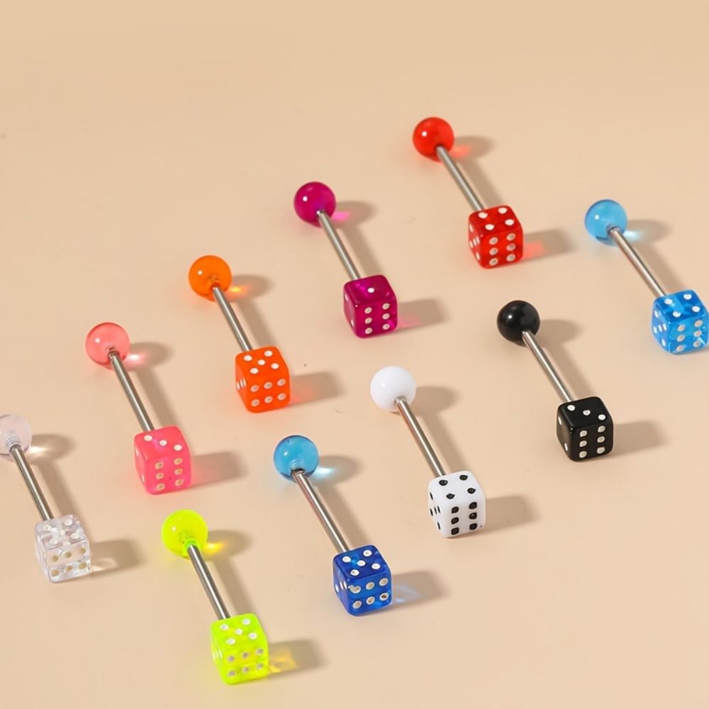 Body Jewelry Changing Kit - 10 adet Dil Çivi Seti Renkli