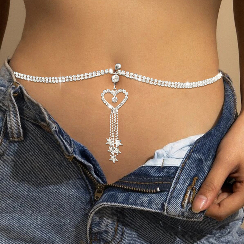 Body Jewelry Piercing - GLAMing Boho Kalp Dangle Rhinestone Piercing
