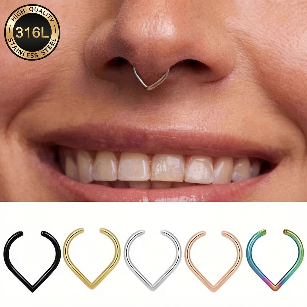 Body Jewelry Cartilage Earrings - 5 adet paslanmaz çelik sahte burun