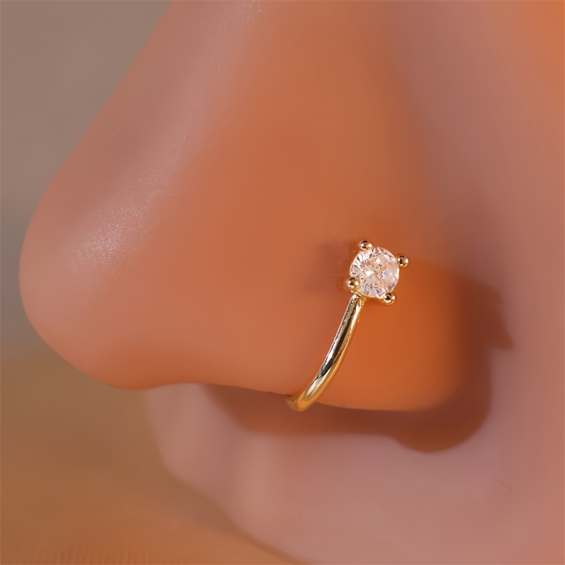 Body Jewelry Materials - 1 Parça Yuvarlak Zirkon Deliksiz Burun