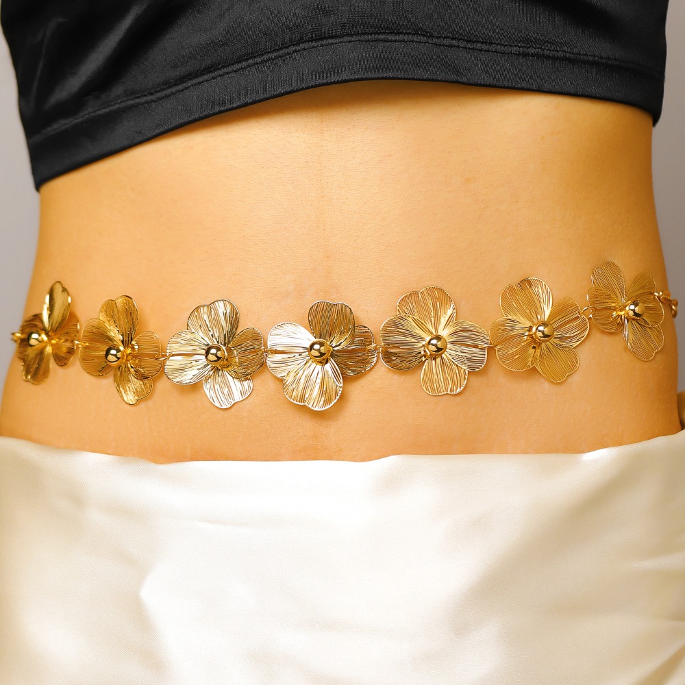 Body Jewelry Dress - Bohemian Tatlı Altın Renk Metal Çiçek