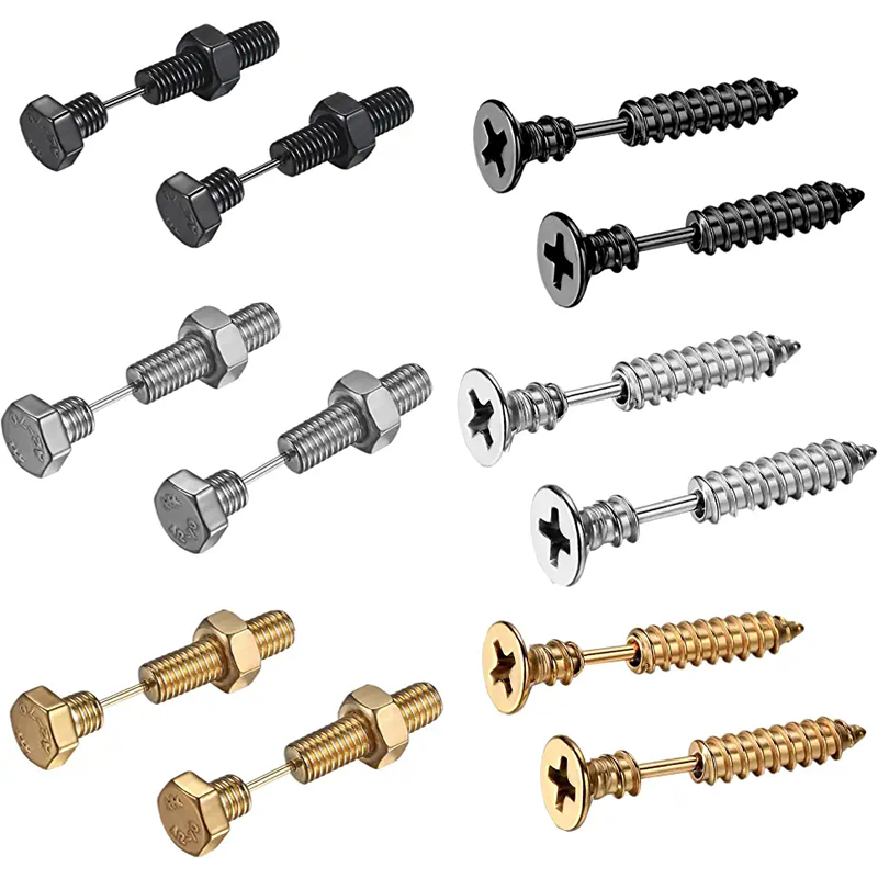 Body Jewelry Changing Kit - 2-3 Pairs Punk sivri vidalı cıvata