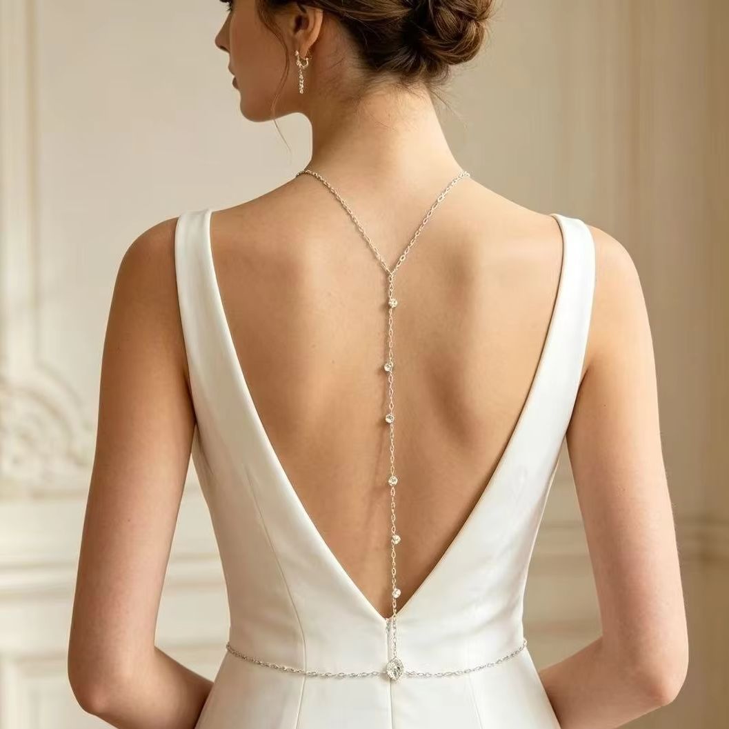 Body Jewelry Dress - Sırt Zinciri Zirkon Omurga Zinciri Ayarlanabilir