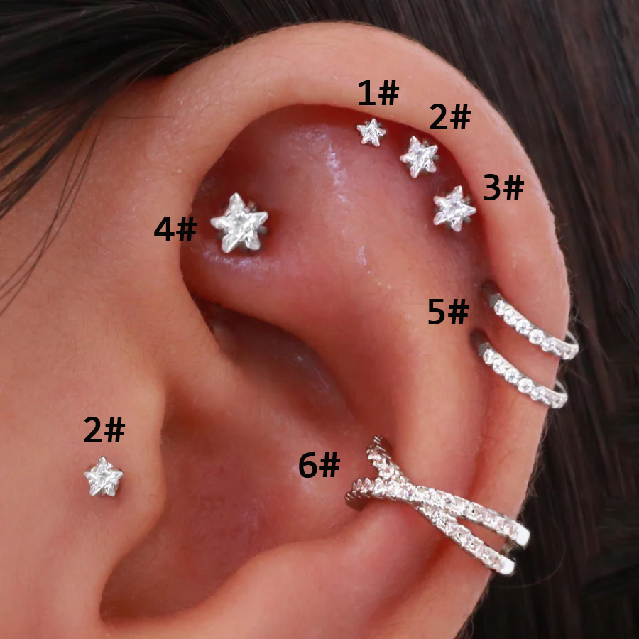 Helix piercing yıldız küpe kad - Body Jewelry Cartilage Earrings incelemesi ve fiyatı
