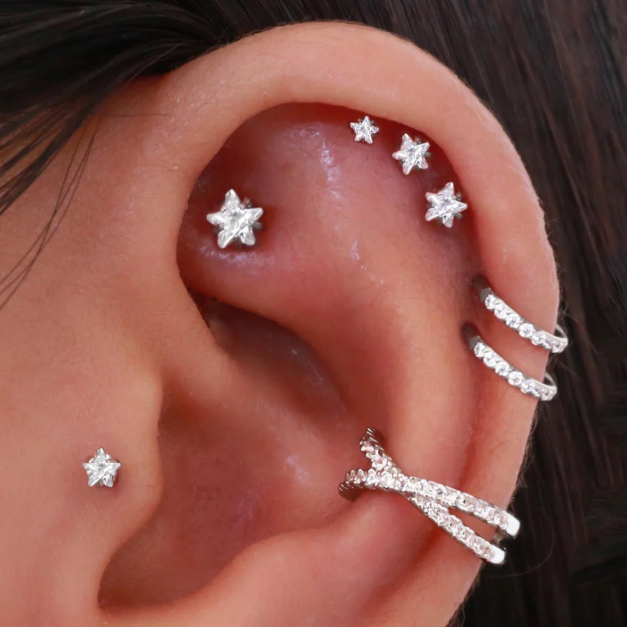 Helix piercing yıldız küpe kad - Body Jewelry Cartilage Earrings incelemesi ve fiyatı