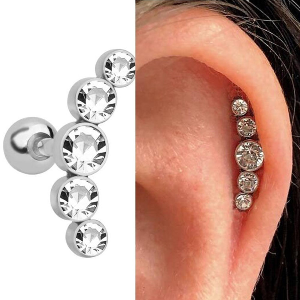 1 adet moda 16G kristal cevher - Body Jewelry Cartilage Earrings incelemesi ve fiyatı