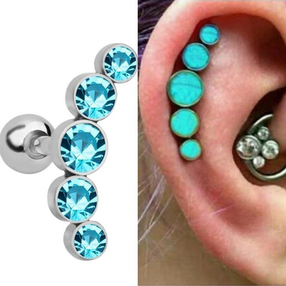 1 adet moda 16G kristal cevher - Body Jewelry Cartilage Earrings incelemesi ve fiyatı