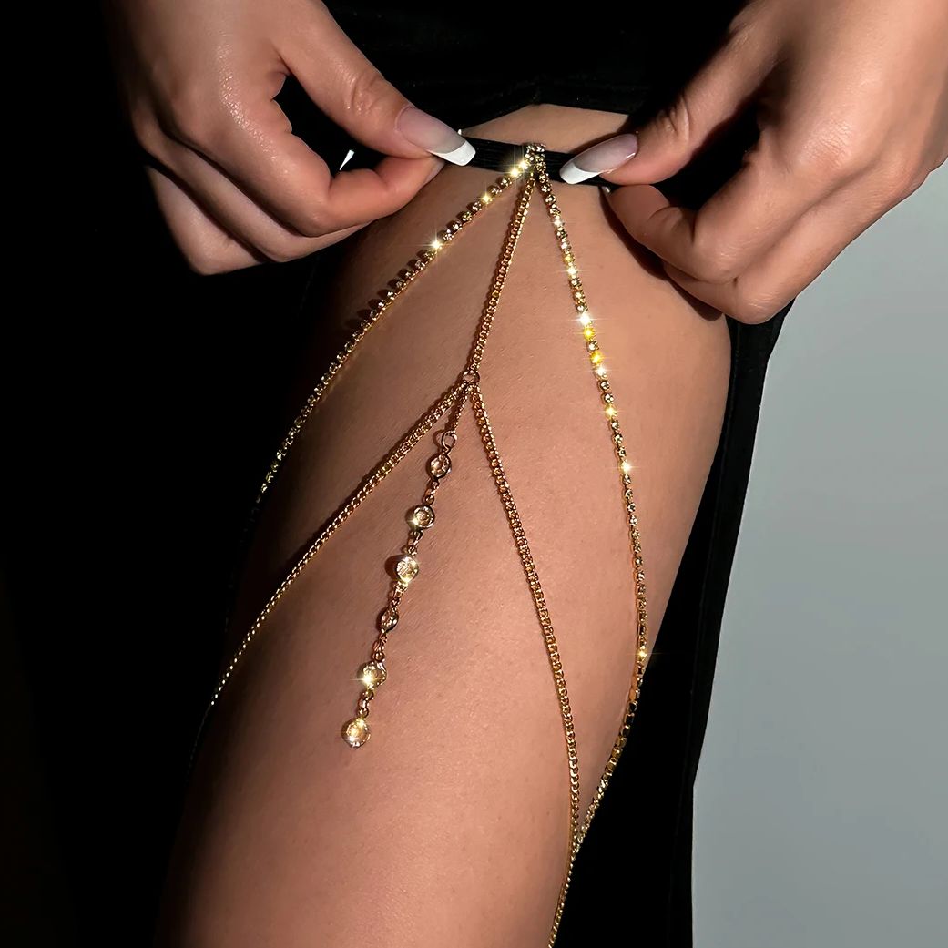 Seksi Parlak Kristal Çok Katma - Body Jewelry Leg Chain incelemesi ve fiyatı