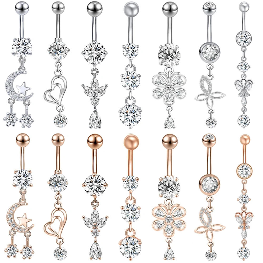 ZS 14G 1 adet zirkon çiçek göb - Body Jewelry Real Gold incelemesi ve fiyatı