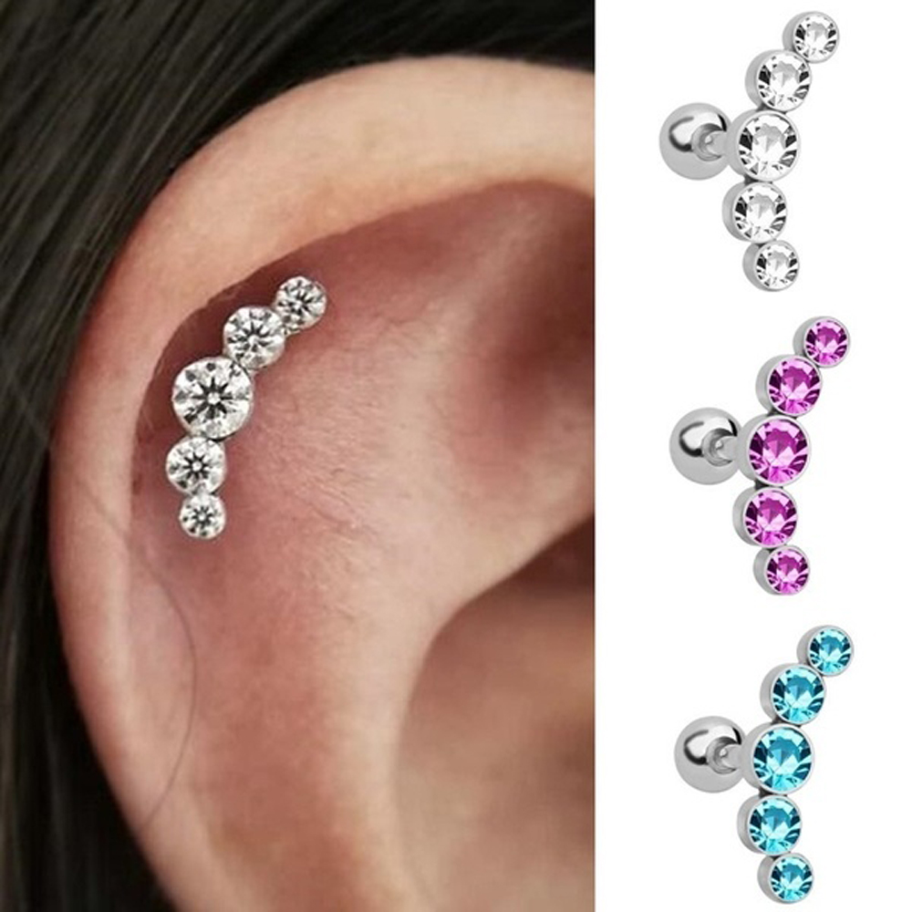 1 adet moda 16G kristal mücevh - Body Jewelry Cartilage Earrings incelemesi ve fiyatı