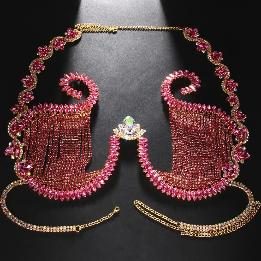 Rave pembe kristal göğüs dirse - Body Jewelry Dress incelemesi ve fiyatı