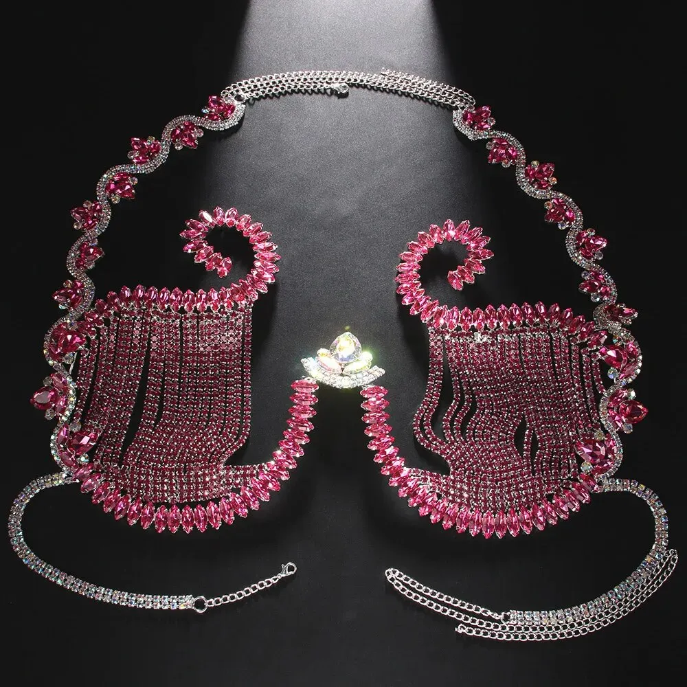 Rave pembe kristal göğüs dirse - Body Jewelry Dress incelemesi ve fiyatı