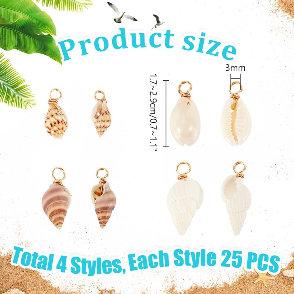 100 adet 4 Stilleri Doğal Kabu - Body Jewelry Beach incelemesi ve fiyatı